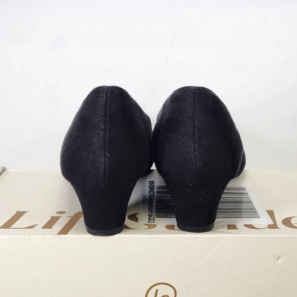 LifeStride Minx Bling Pumps Women Size 8 Black Micro Rhinestone Block Heel New